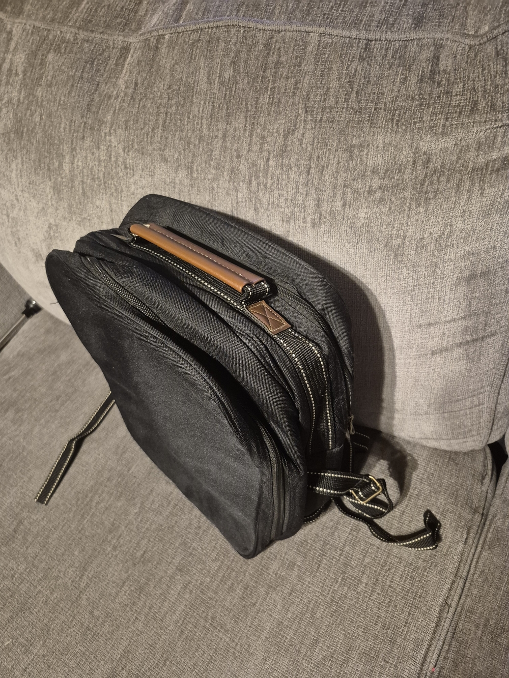 Black Men's Backpack with Brown Accent
